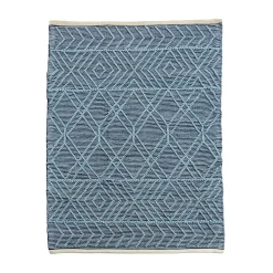 New National Tree Company 4X6 Hand Woven Outdoor Rug, Navy Blue