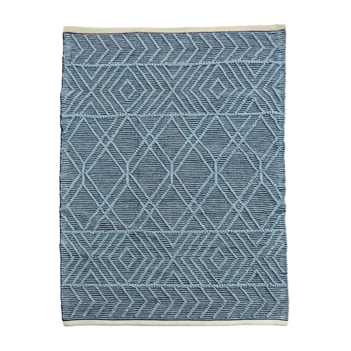 New National Tree Company 4X6 Hand Woven Outdoor Rug, Navy Blue