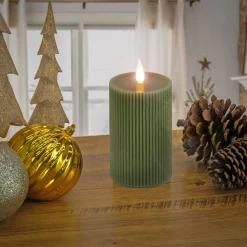 Store National Tree Company 4X10 Hgtv Home Collection Flameless Georgetown Pillar Candle, Dk Green