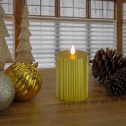 New National Tree Company 4X6 Hgtv Home Collection Flameless Georgetown Pillar Candle, Gold