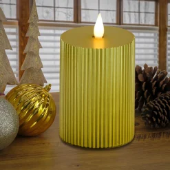 Best National Tree Company 5X11 Hgtv Home Collection Flameless Georgetown Pillar Candle, Gold