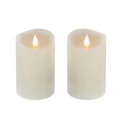 New National Tree Company 2X5 Hgtv Home Collection Flameless Heritage Pillar Candle Pair, Ivory