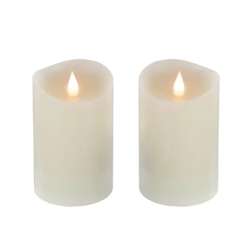 New National Tree Company 2X5 Hgtv Home Collection Flameless Heritage Pillar Candle Pair, Ivory