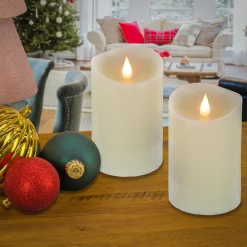 New National Tree Company 2X5 Hgtv Home Collection Flameless Heritage Pillar Candle Pair, Ivory