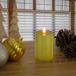 New National Tree Company 3X7 Hgtv Home Collection Flameless Georgetown Pillar Candle, Gold
