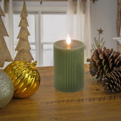 Shop National Tree Company 4X8 Hgtv Home Collection Flameless Georgetown Pillar Candle, Dk Green