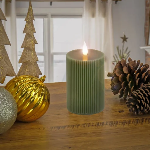 Shop National Tree Company 4X8 Hgtv Home Collection Flameless Georgetown Pillar Candle, Dk Green